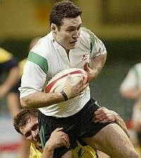One of the Joneses: Fly-half Stephen goes in for his try